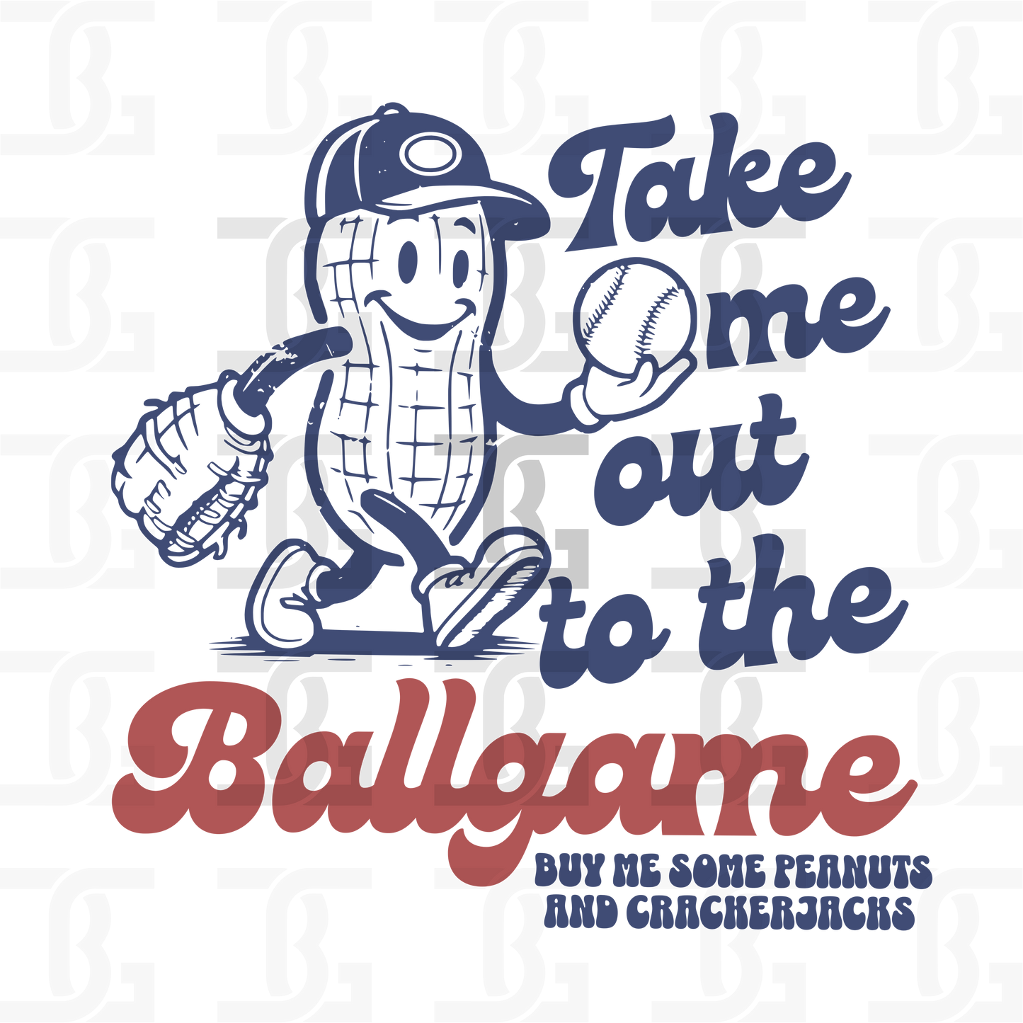 Retro Baseball Peanut Transfer