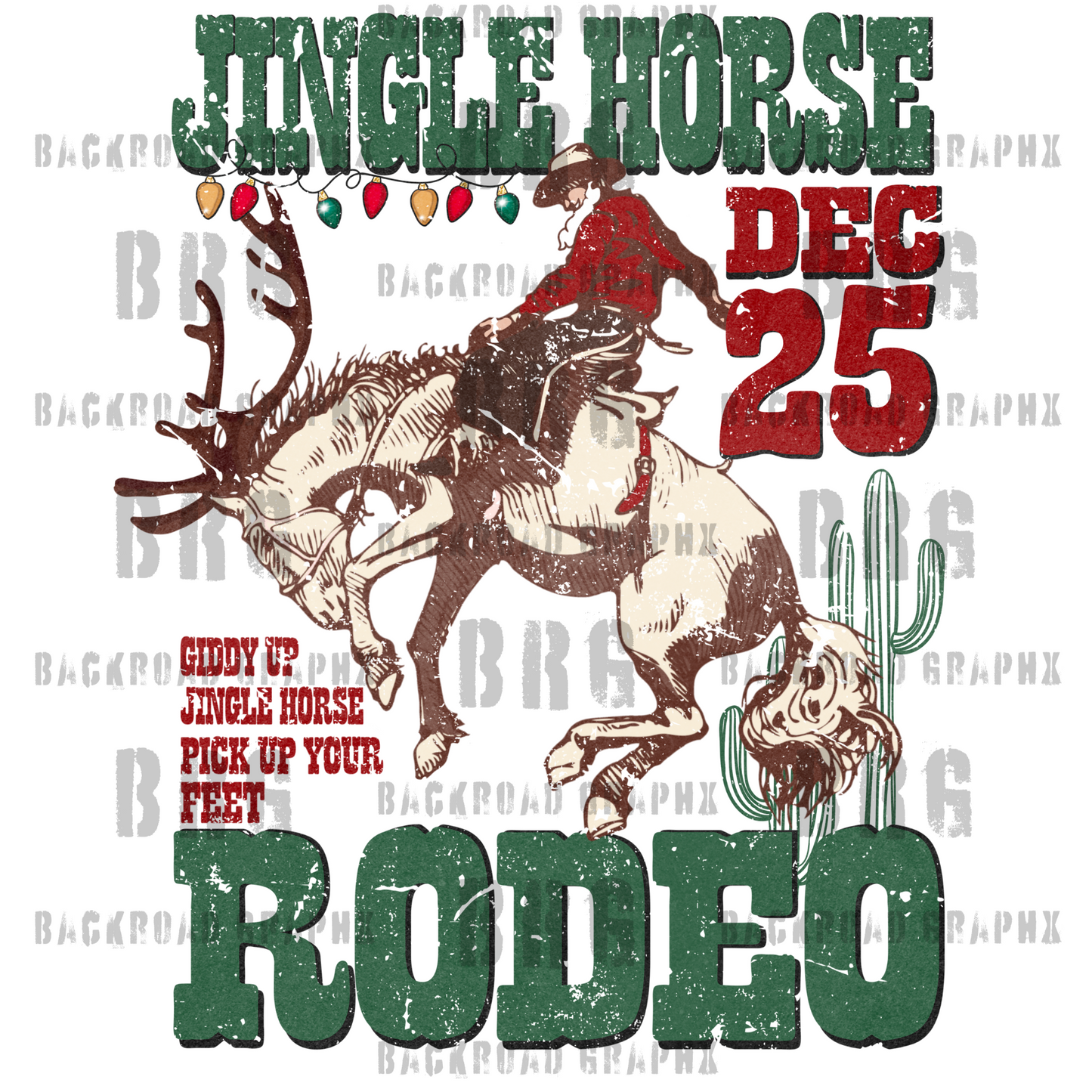 Christmas Rodeo Transfer Backroad Graphx Best DTF Transfers Near Me UVDTF Stickers decals embroidery swag heat transfers direct to film