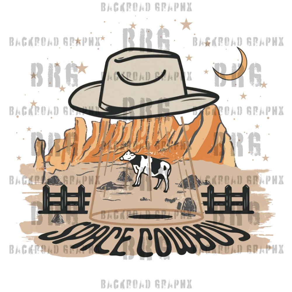 Space Cowboy Transfer Backroad Graphx Best DTF Transfers Near Me UVDTF Stickers decals embroidery swag heat transfers direct to film