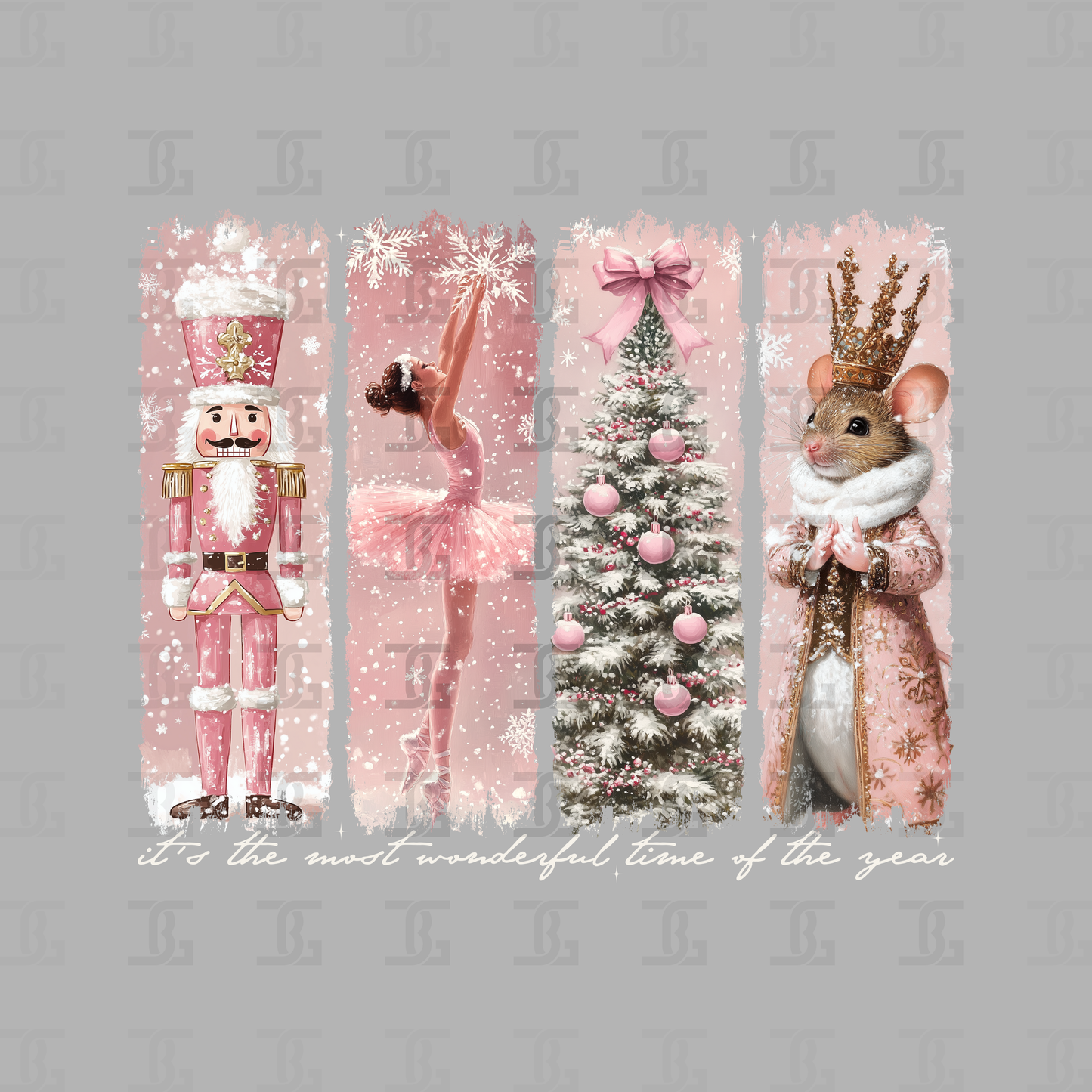 Pink Christmas Collage Transfer