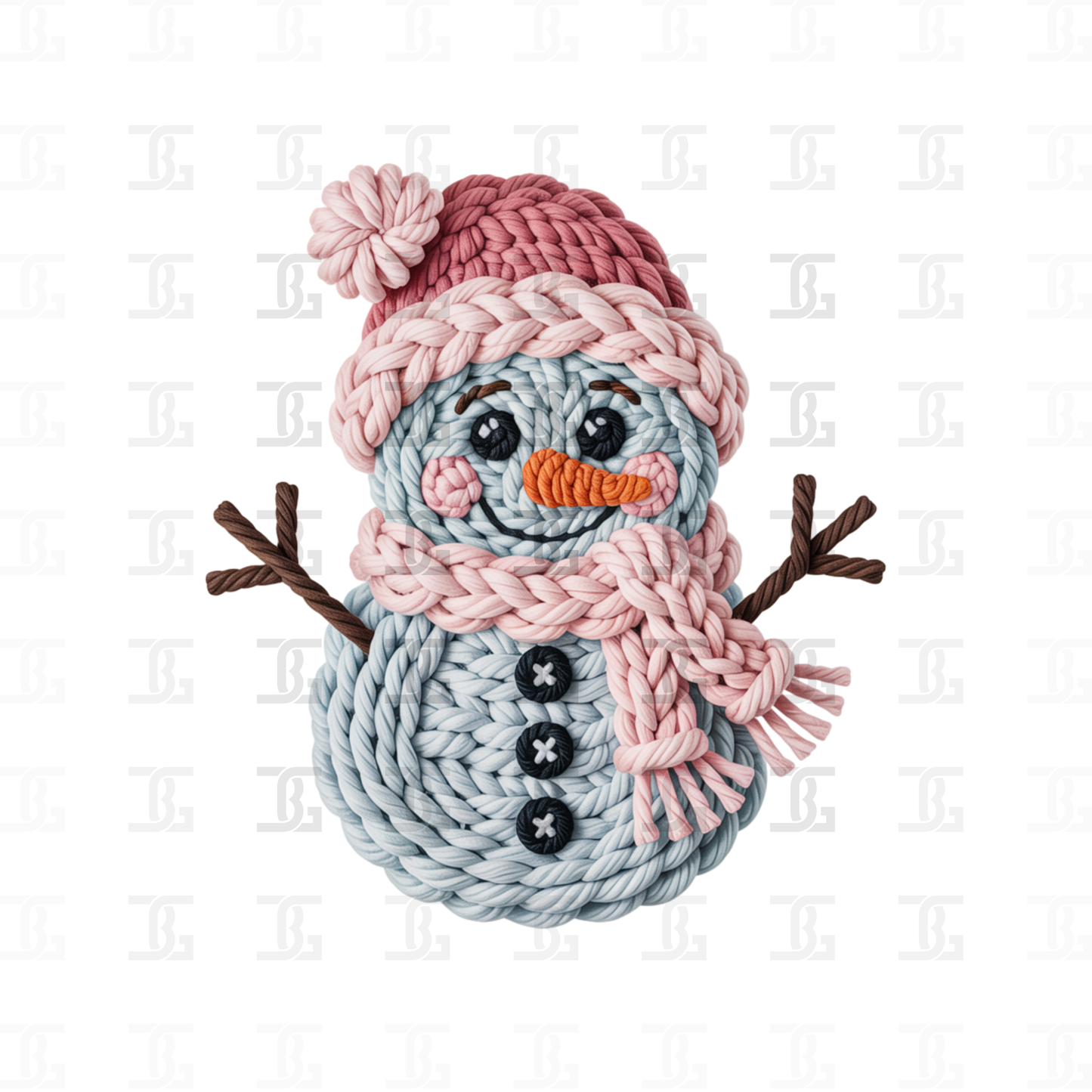Faux Knitted Snowman Transfer