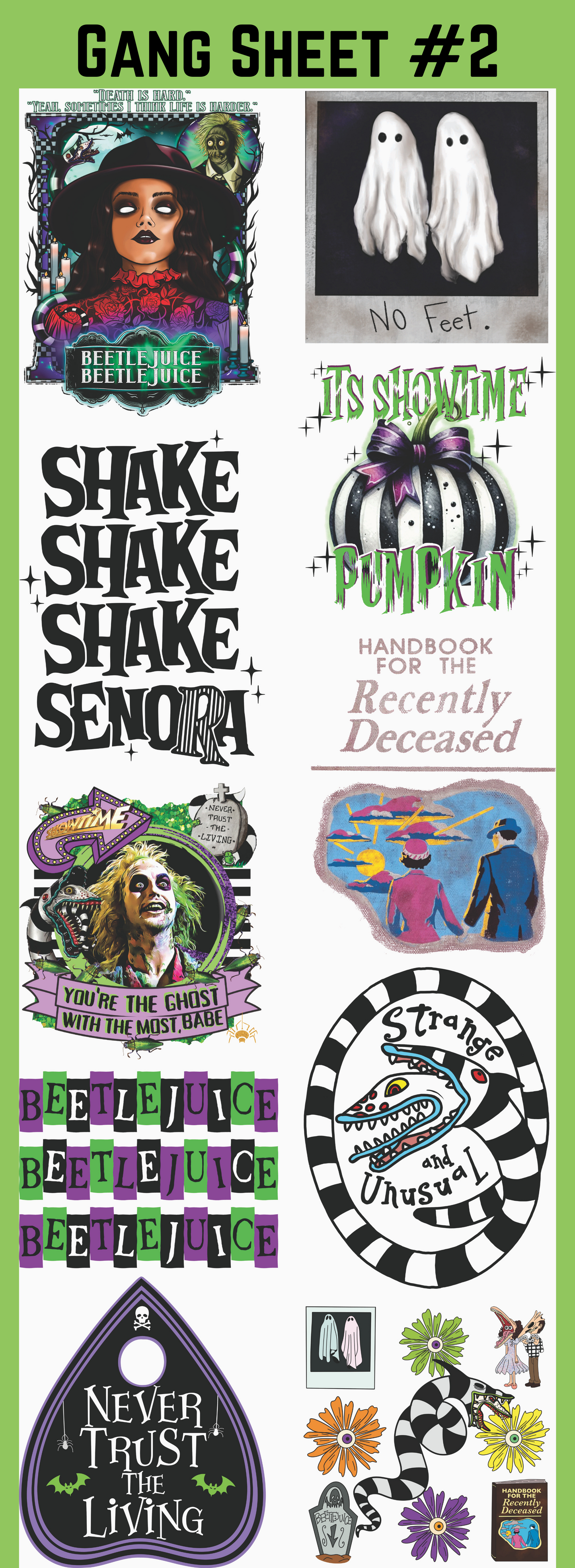 BEETLEJUICE Pre-made Gangsheets Backroad Graphx Best DTF Transfers Near Me UVDTF Stickers decals embroidery swag heat transfers direct to film