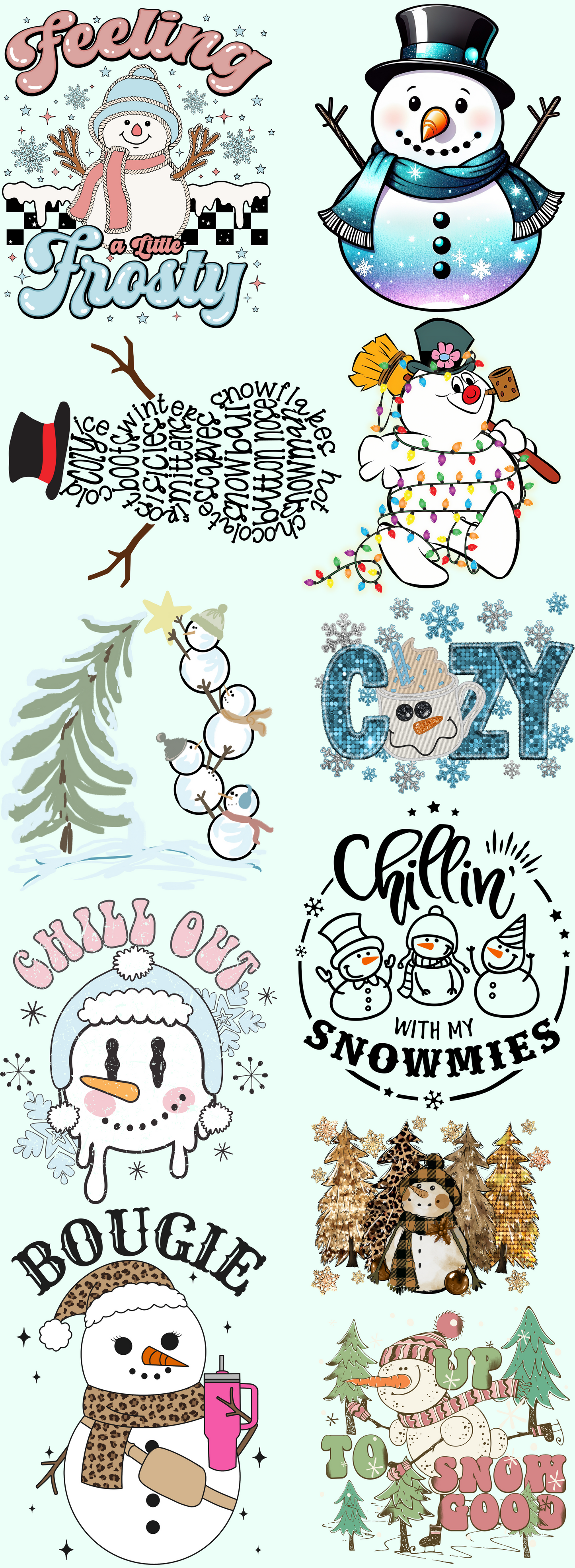 Snowman Pre-made Gangsheet Backroad Graphx Best DTF Transfers Near Me UVDTF Stickers decals embroidery swag heat transfers direct to film