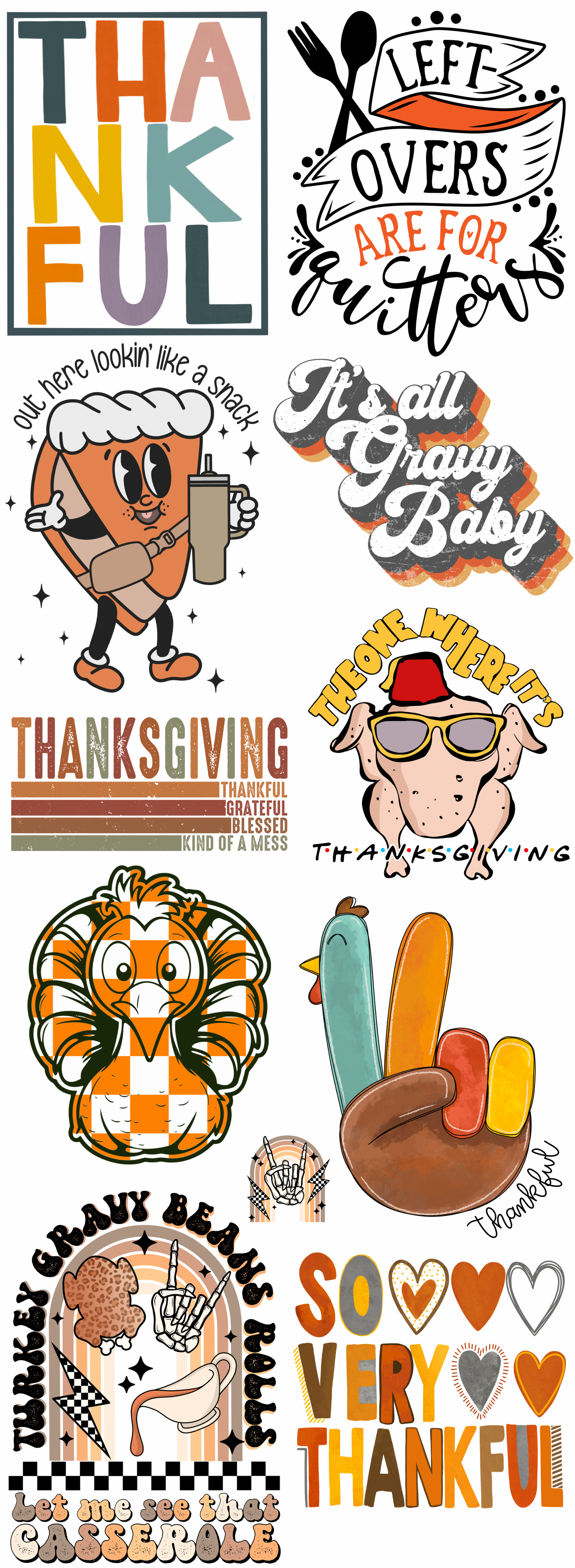 Thanksgiving Pre-made Gangsheet Backroad Graphx Best DTF Transfers Near Me UVDTF Stickers decals embroidery swag heat transfers direct to film