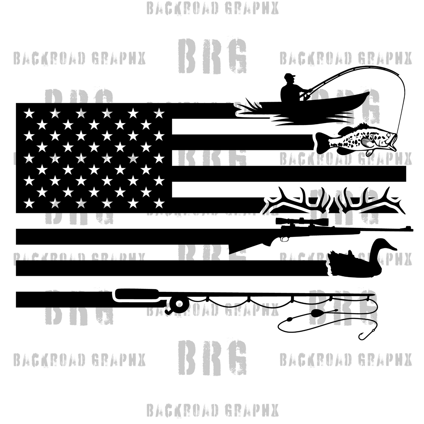 Hunter Flag Transfer Backroad Graphx Best DTF Transfers Near Me UVDTF Stickers decals embroidery swag heat transfers direct to film