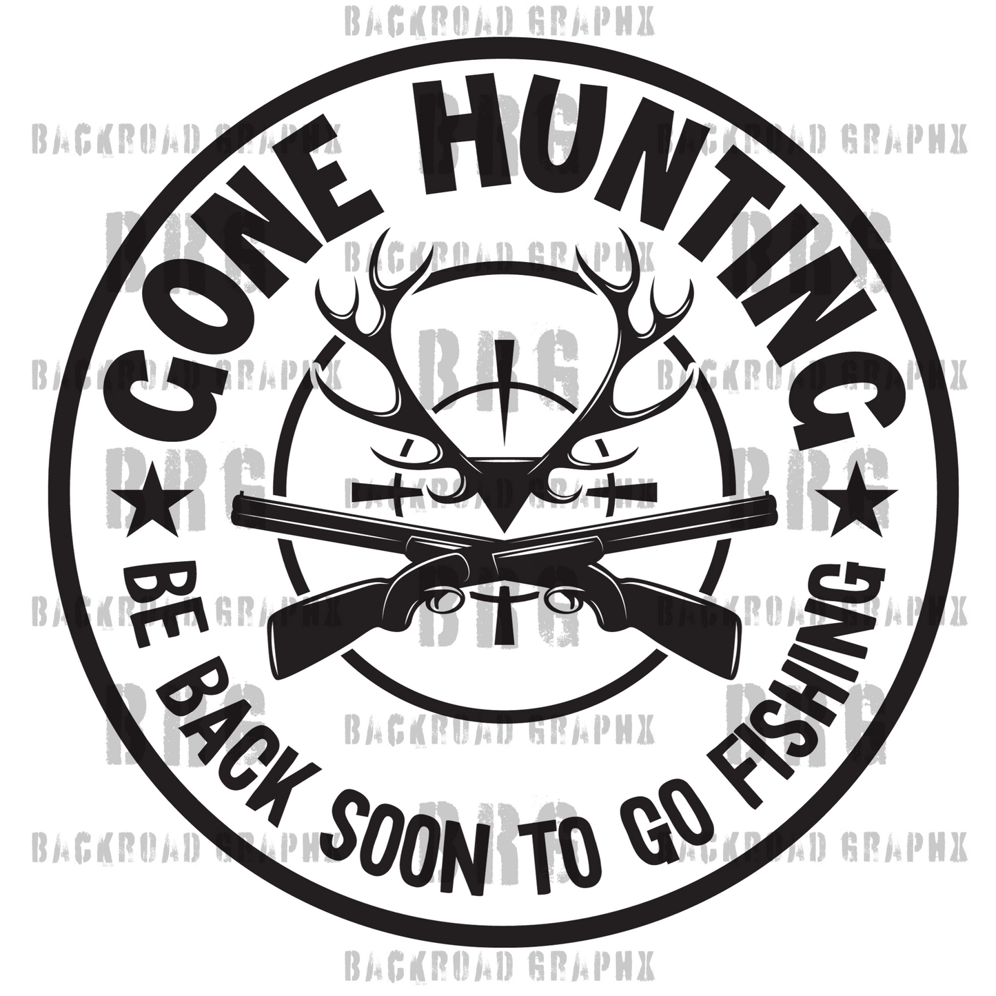 Gone Hunting Transfer Backroad Graphx Best DTF Transfers Near Me UVDTF Stickers decals embroidery swag heat transfers direct to film