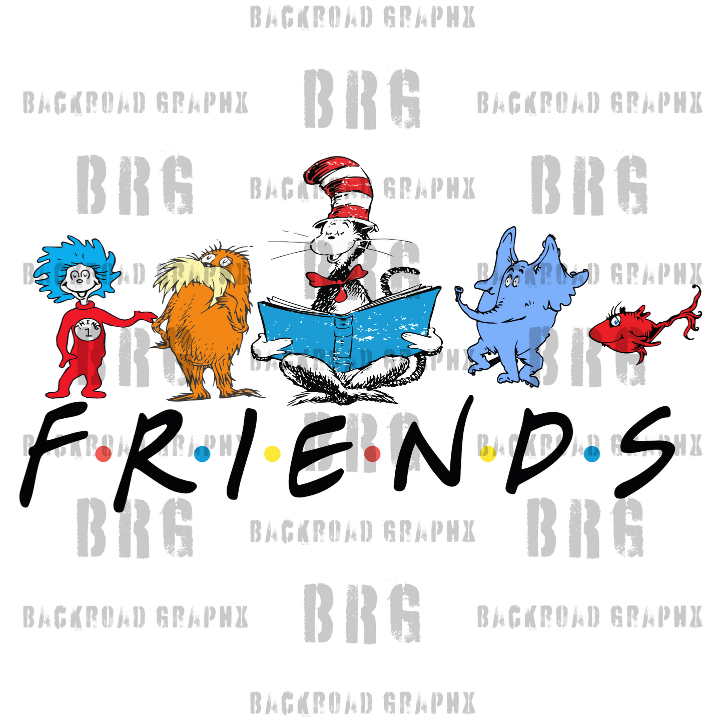 Dr. Seuss Friends Transfer Backroad Graphx Best DTF Transfers Near Me UVDTF Stickers decals embroidery swag heat transfers direct to film