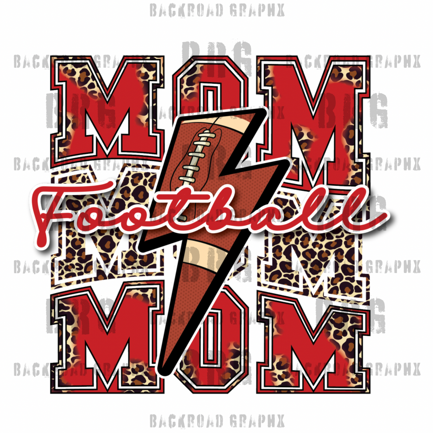 Football Mom Red Backroad Graphx Best DTF Transfers Near Me UVDTF Stickers decals embroidery swag heat transfers direct to film