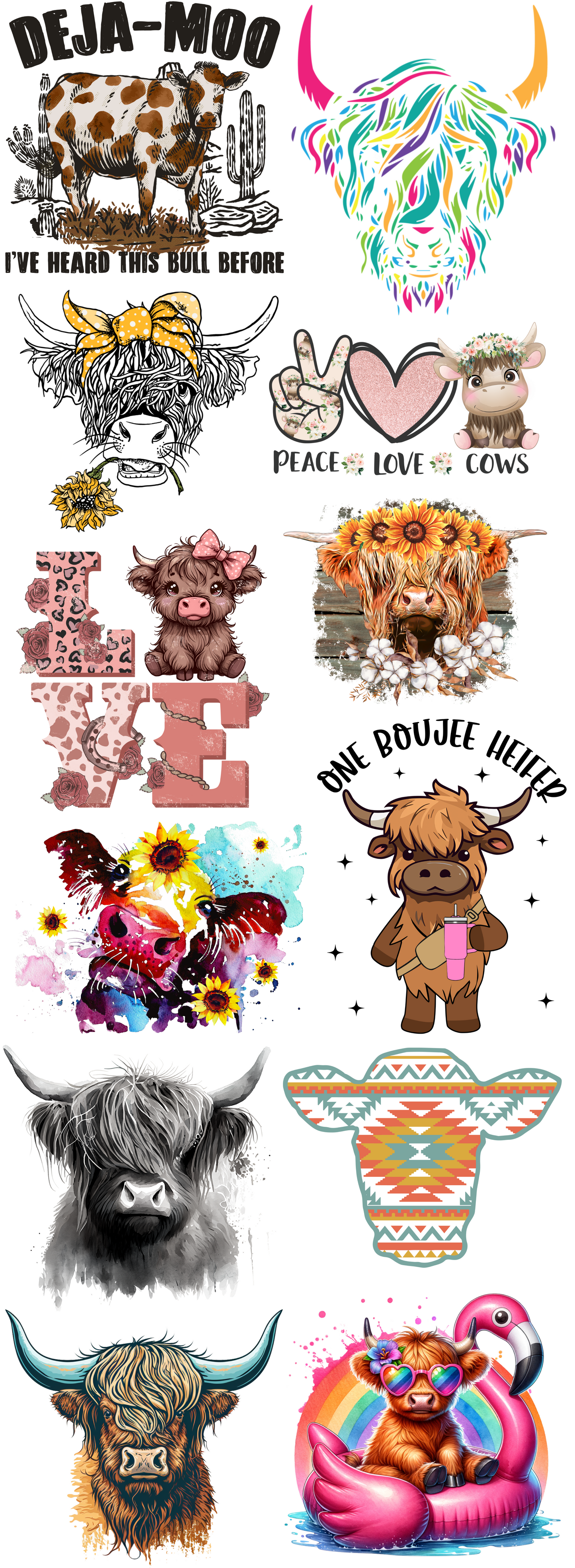 Cows Gang Sheet 22x60