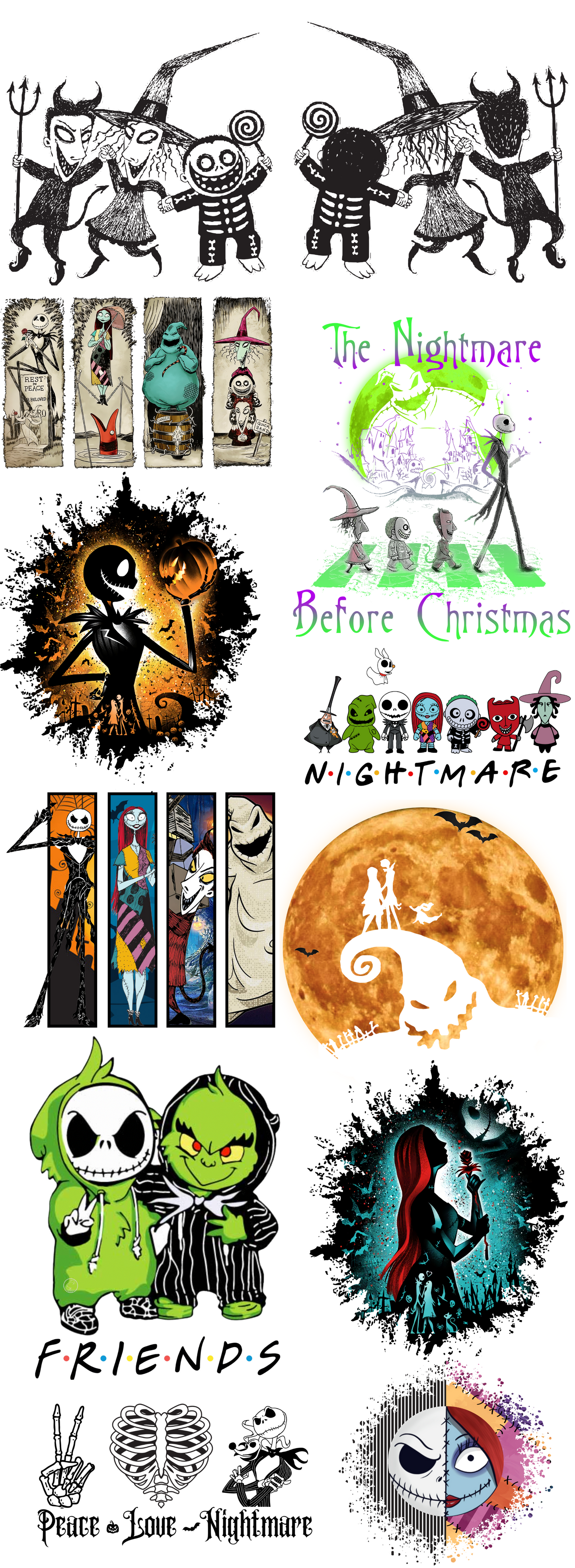 Nightmare before Christmas Pre-made Gangsheets Backroad Graphx Best DTF Transfers Near Me UVDTF Stickers decals embroidery swag heat transfers direct to film