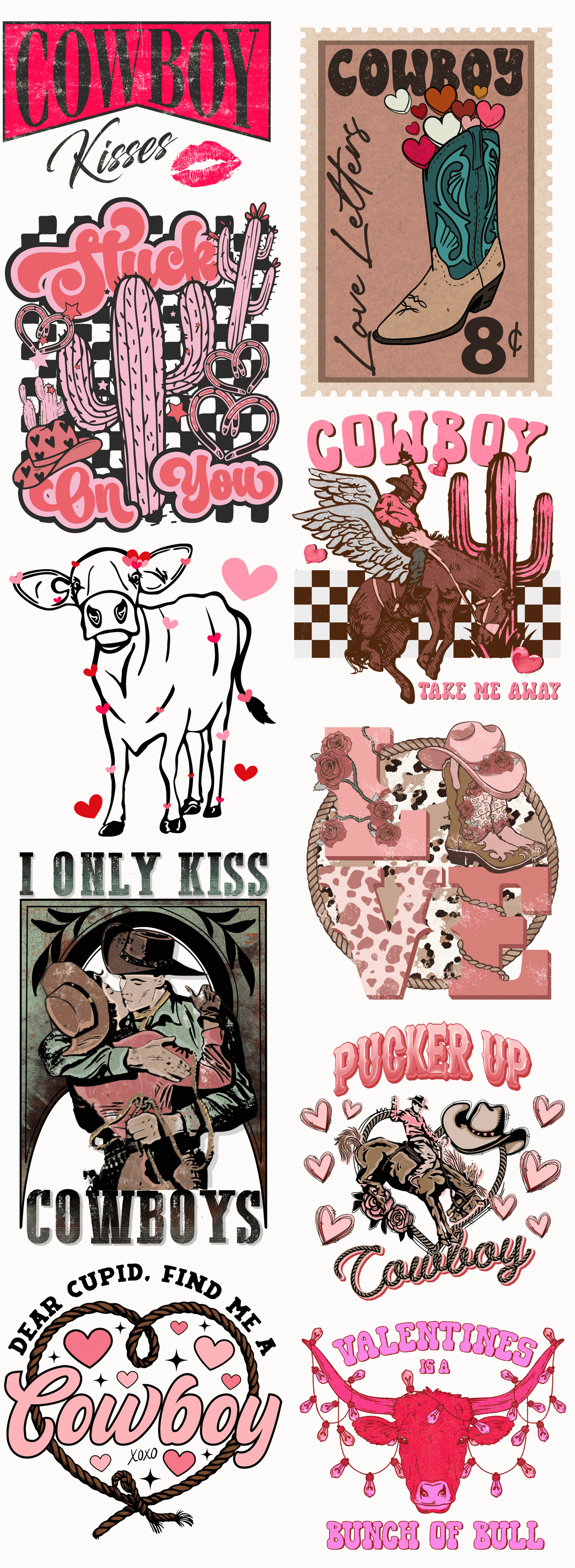 Cowboy Lovin' Pre-made Gangsheet Backroad Graphx Best DTF Transfers Near Me UVDTF Stickers decals embroidery swag heat transfers direct to film