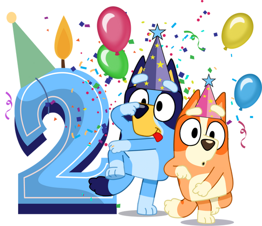Bluey Birthday Transfer Backroad Graphx Best DTF Transfers Near Me UVDTF Stickers decals embroidery swag heat transfers direct to film