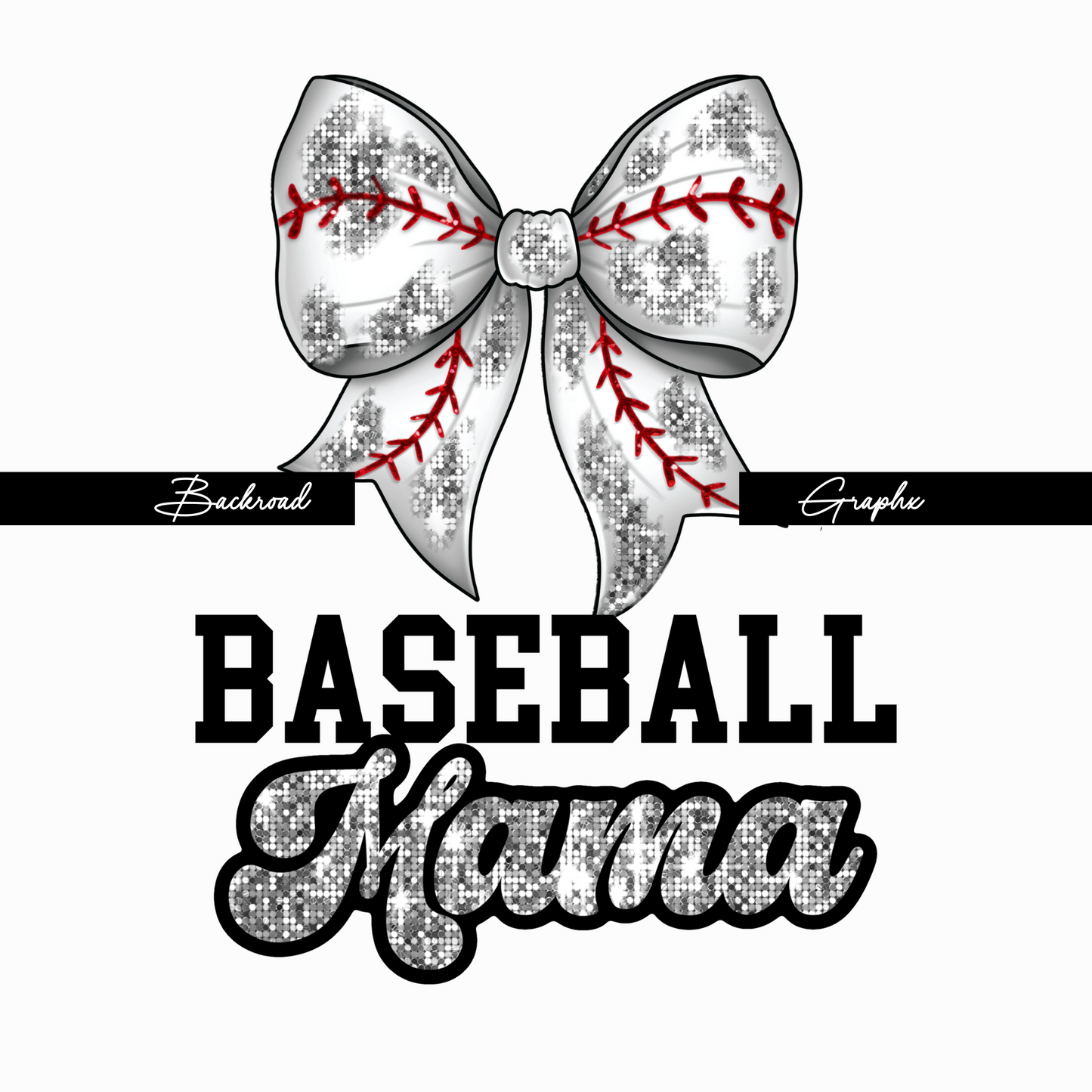 Baseball Mama Bow Glitter Transfer