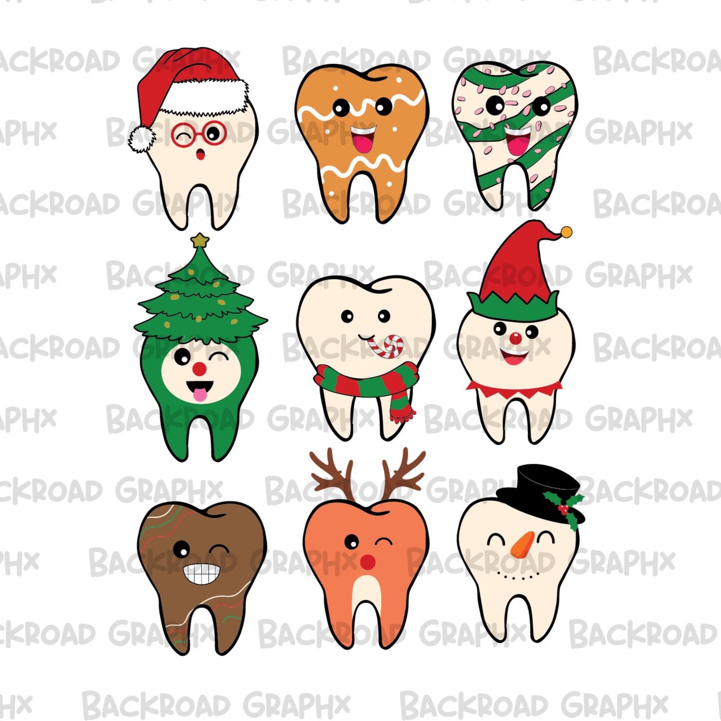 Christmas teeth transfer Backroad Graphx Best DTF Transfers Near Me UVDTF Stickers decals embroidery swag heat transfers direct to film
