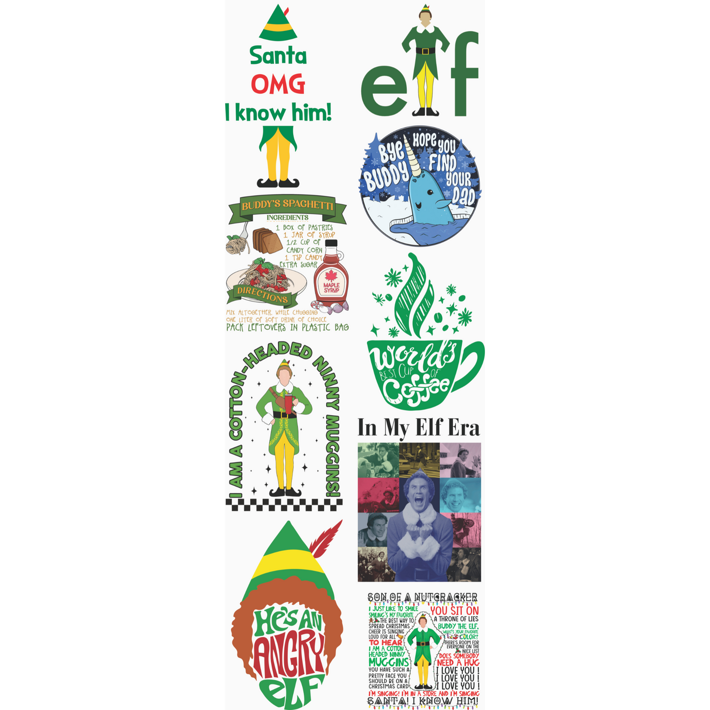 ELF Movie Premade Gangsheet Backroad Graphx Best DTF Transfers Near Me UVDTF Stickers decals embroidery swag heat transfers direct to film