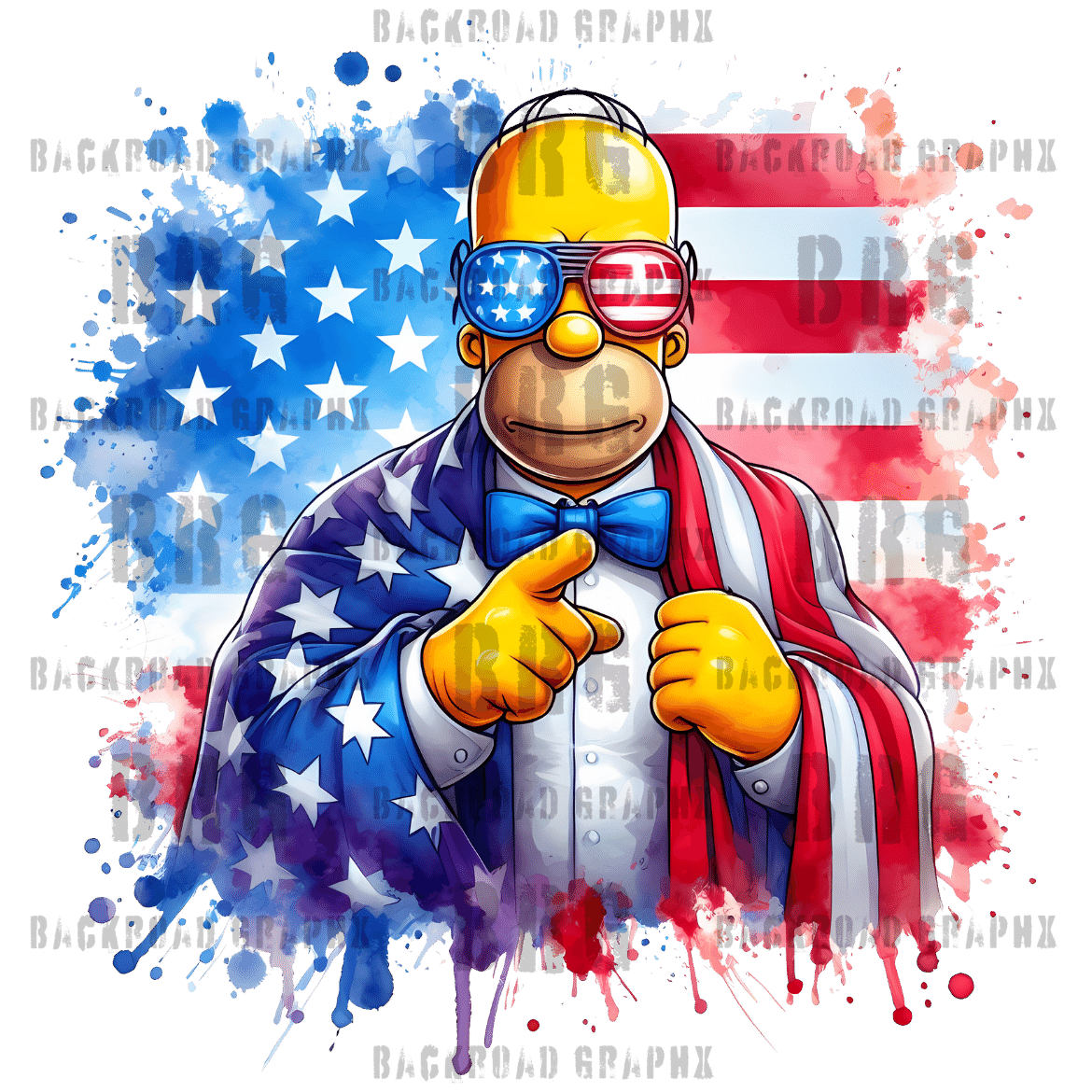Patriotic Homer Backroad Graphx Best DTF Transfers Near Me UVDTF Stickers decals embroidery swag heat transfers direct to film