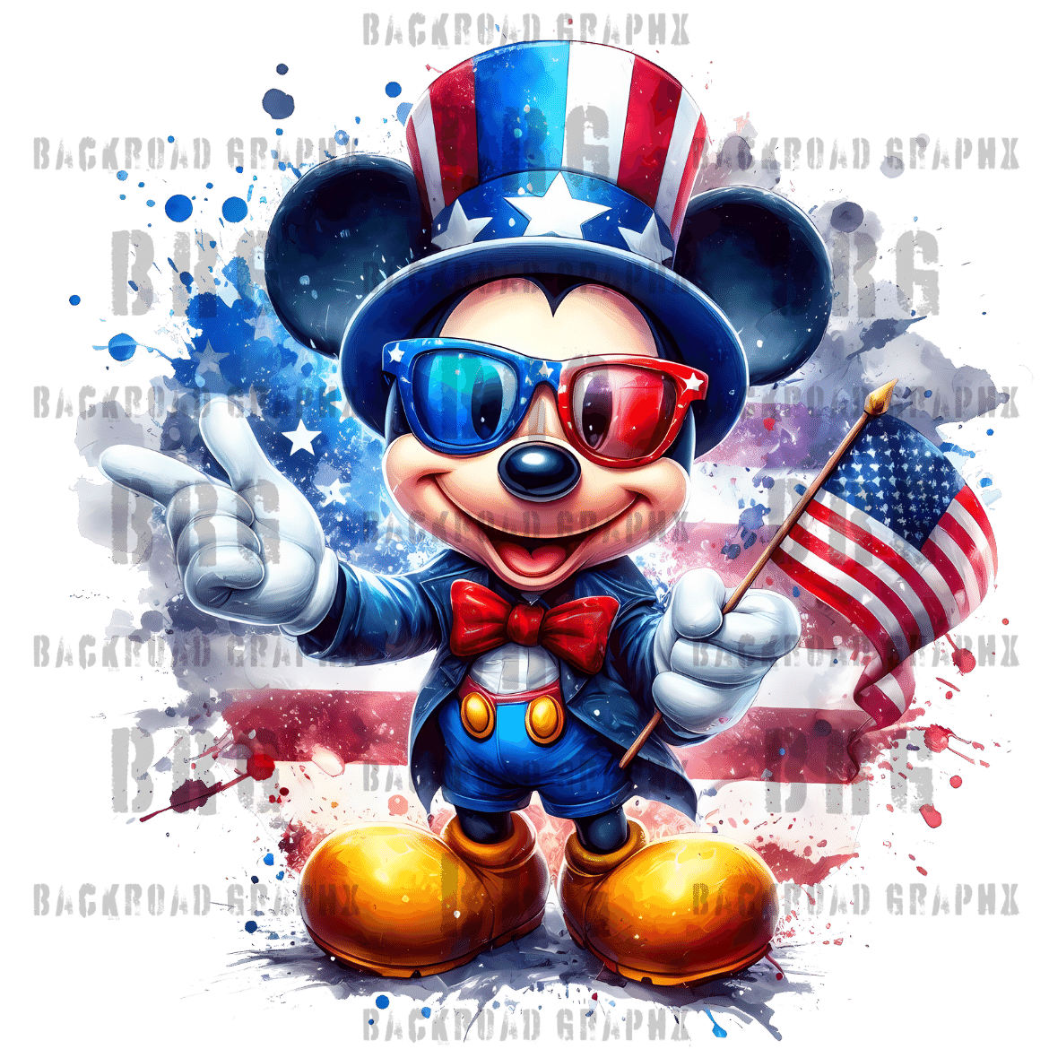 Patriotic Mickey Backroad Graphx Best DTF Transfers Near Me UVDTF Stickers decals embroidery swag heat transfers direct to film