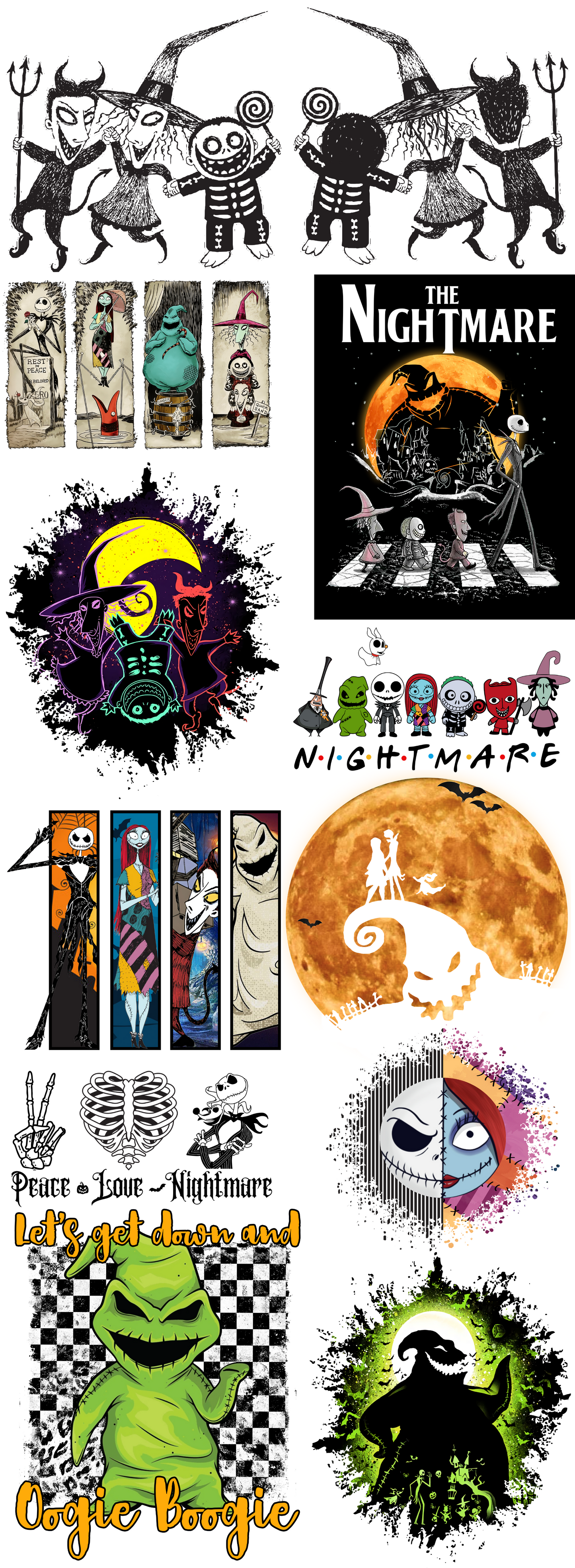 Nightmare before Christmas Pre-made Gangsheets NBC #2 Backroad Graphx Best DTF Transfers Near Me UVDTF Stickers decals embroidery swag heat transfers direct to film