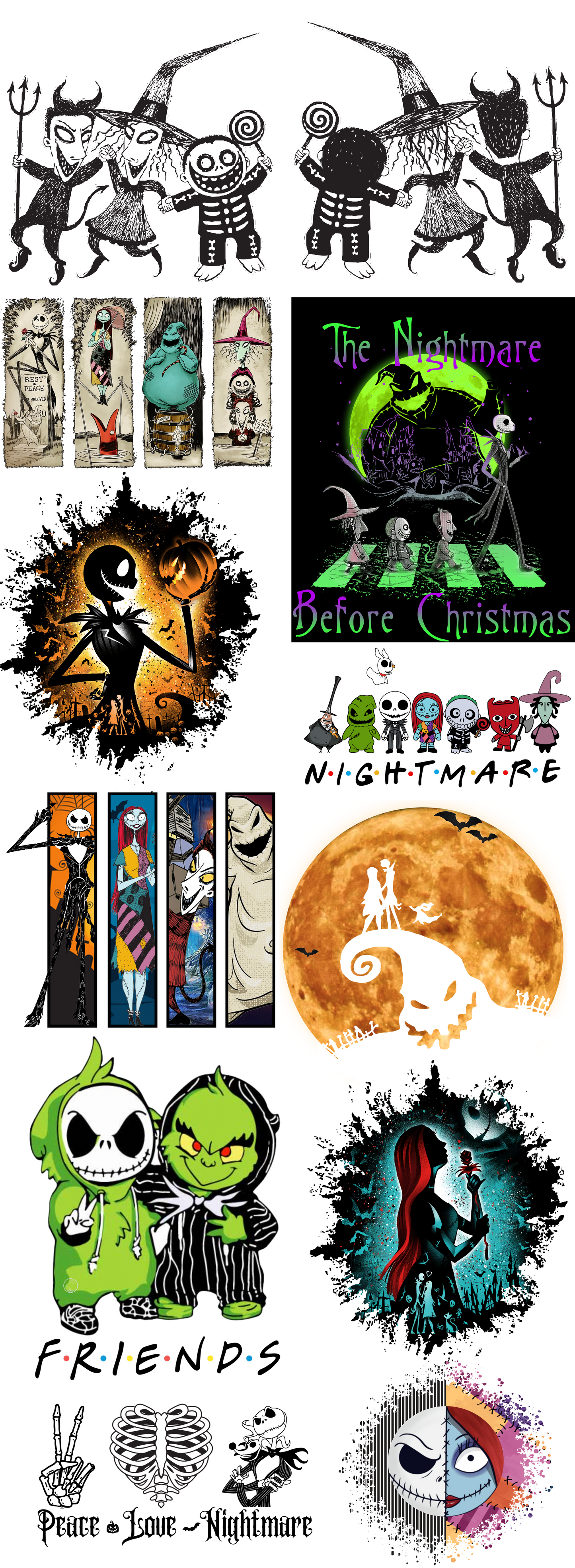 Nightmare before Christmas Pre-made Gangsheets NBC #1 Backroad Graphx Best DTF Transfers Near Me UVDTF Stickers decals embroidery swag heat transfers direct to film