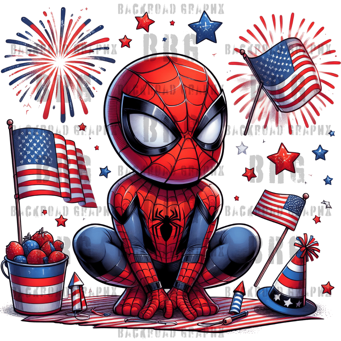 Red, White, and Spiderman Backroad Graphx Best DTF Transfers Near Me UVDTF Stickers decals embroidery swag heat transfers direct to film