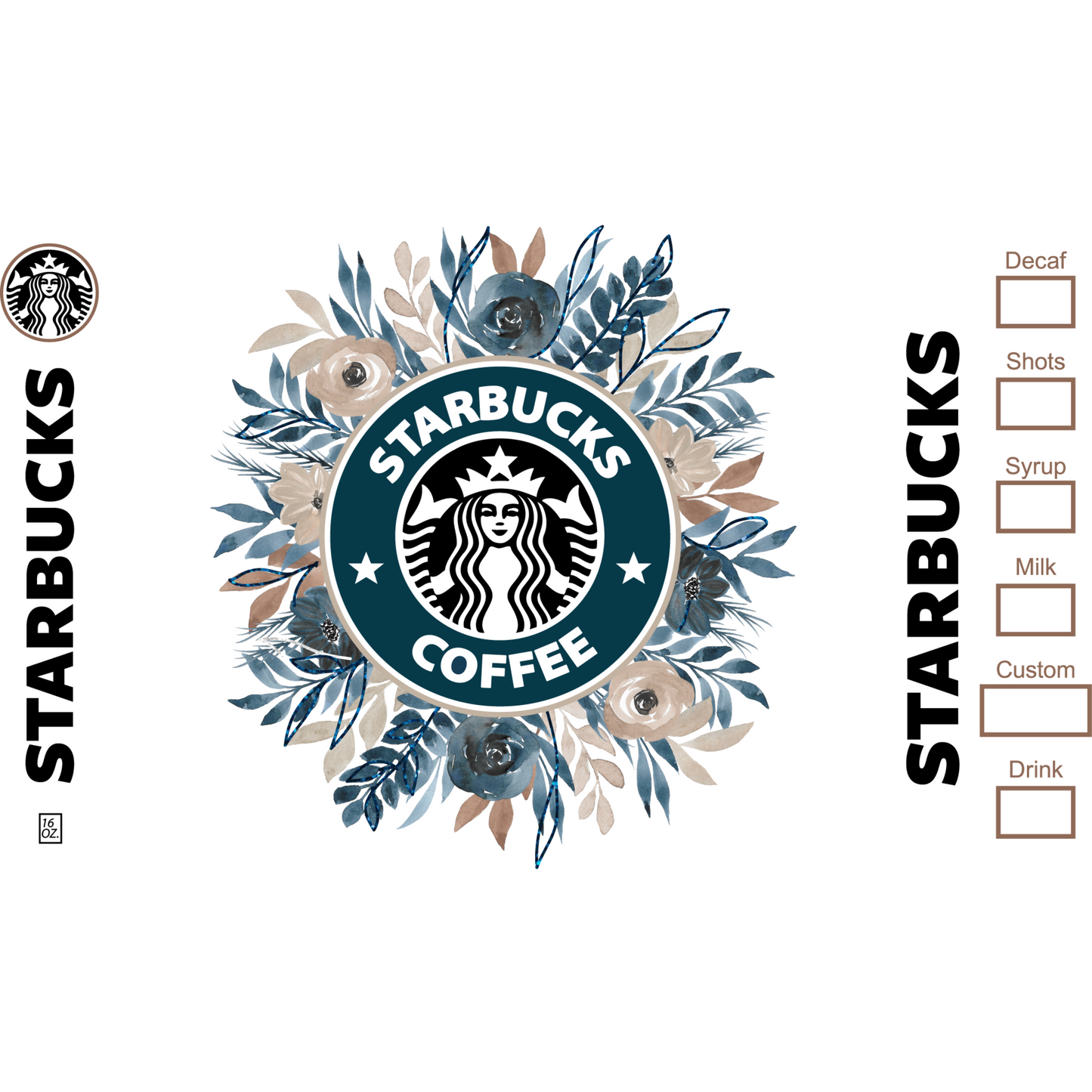 Blue Starbucks Cup Wrap Backroad Graphx Best DTF Transfers Near Me UVDTF Stickers decals embroidery swag heat transfers direct to film