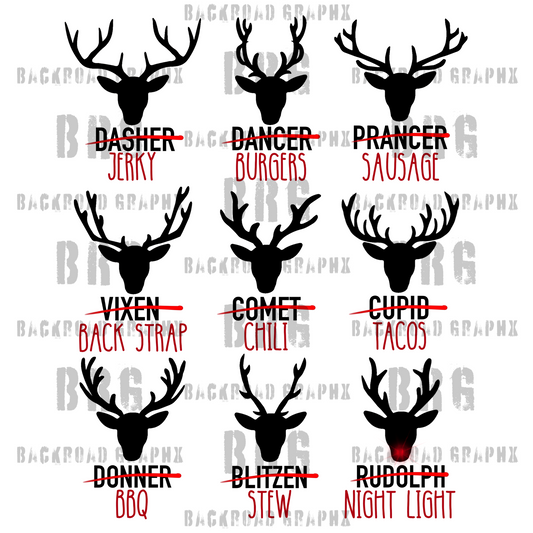 Reindeer Meat Transfer Backroad Graphx Best DTF Transfers Near Me UVDTF Stickers decals embroidery swag heat transfers direct to film