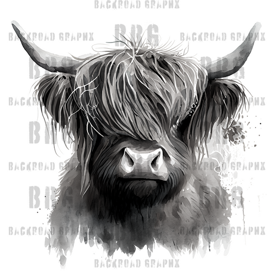 Grey Scale Highland Transfer Backroad Graphx Best DTF Transfers Near Me UVDTF Stickers decals embroidery swag heat transfers direct to film