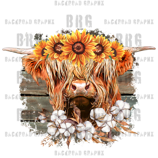 Sunflower Cow Transfer Backroad Graphx Best DTF Transfers Near Me UVDTF Stickers decals embroidery swag heat transfers direct to film