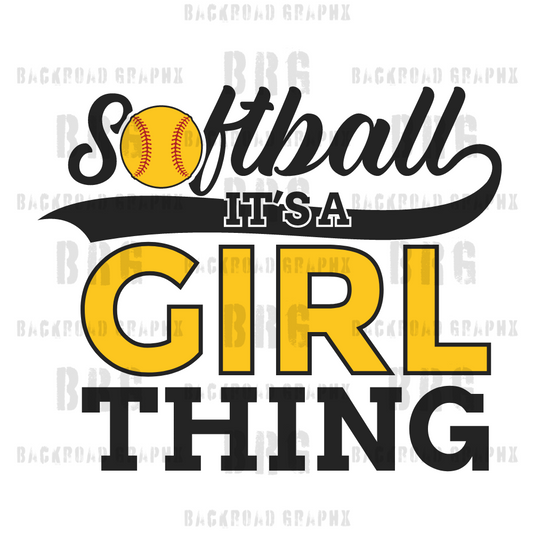 Softball it's a Girl Thing Transfer Backroad Graphx Best DTF Transfers Near Me UVDTF Stickers decals embroidery swag heat transfers direct to film