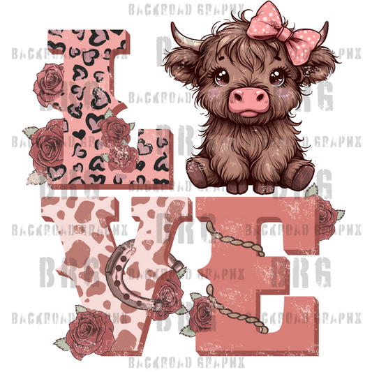 Cow LOVE Transfer Backroad Graphx Best DTF Transfers Near Me UVDTF Stickers decals embroidery swag heat transfers direct to film