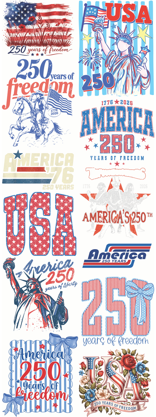 America 250 Years Premade Gangsheet