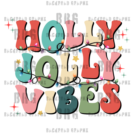 Holly Jolly Vibes Transfer Backroad Graphx Best DTF Transfers Near Me UVDTF Stickers decals embroidery swag heat transfers direct to film
