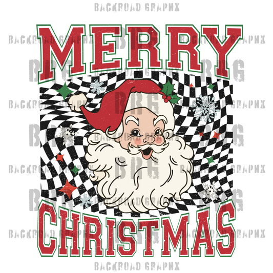 Merry Christmas Checker Transfer Backroad Graphx Best DTF Transfers Near Me UVDTF Stickers decals embroidery swag heat transfers direct to film