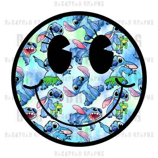 Stitch Smiley Transfer Backroad Graphx Best DTF Transfers Near Me UVDTF Stickers decals embroidery swag heat transfers direct to film