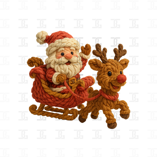 Faux Knitted Santa & Rudolph Transfer