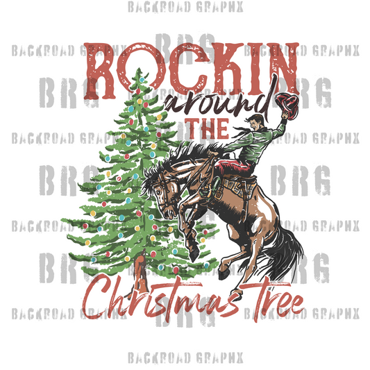 Christmas Tree Cowboy Transfer Backroad Graphx Best DTF Transfers Near Me UVDTF Stickers decals embroidery swag heat transfers direct to film