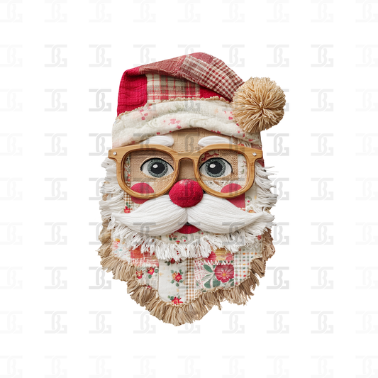 Faux Patched Santa Transfer