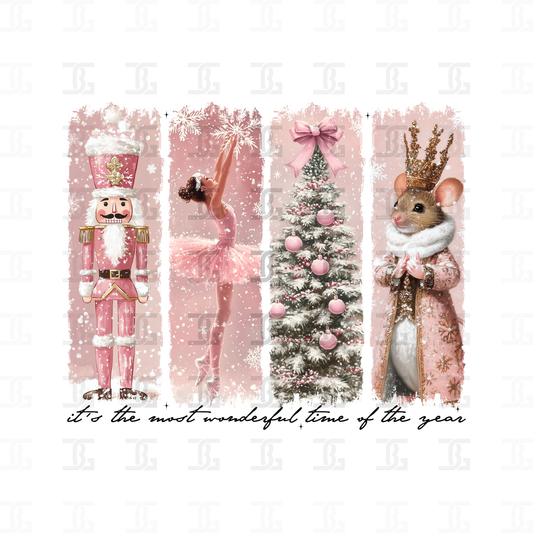Pink Christmas Collage Transfer