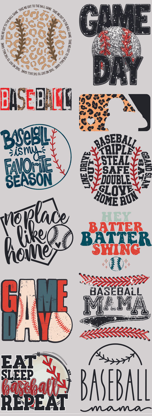 Baseball Pre-made Gangsheet Backroad Graphx Best DTF Transfers Near Me UVDTF Stickers decals embroidery swag heat transfers direct to film