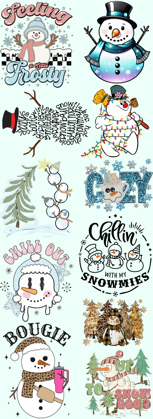 Snowman Pre-made Gangsheet Backroad Graphx Best DTF Transfers Near Me UVDTF Stickers decals embroidery swag heat transfers direct to film