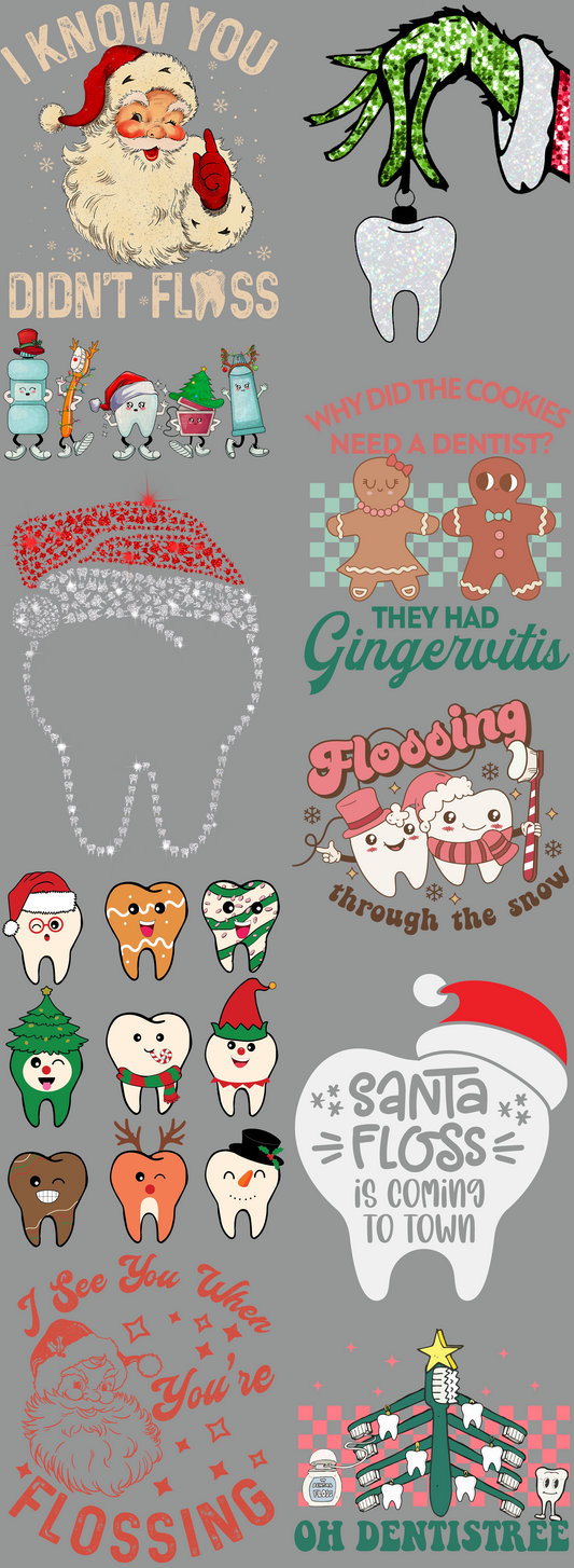 Christmas Dental Pre-made Gangsheet Backroad Graphx Best DTF Transfers Near Me UVDTF Stickers decals embroidery swag heat transfers direct to film