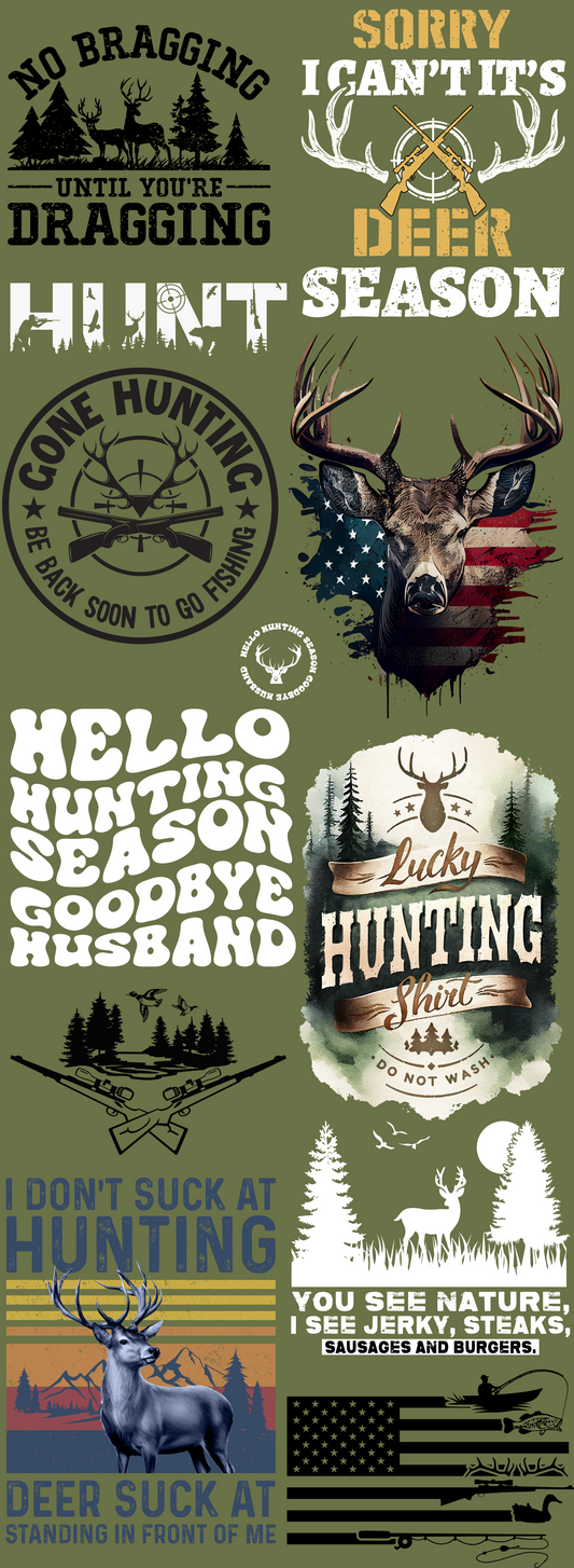 Hunting Pre-made Gangsheet Backroad Graphx Best DTF Transfers Near Me UVDTF Stickers decals embroidery swag heat transfers direct to film