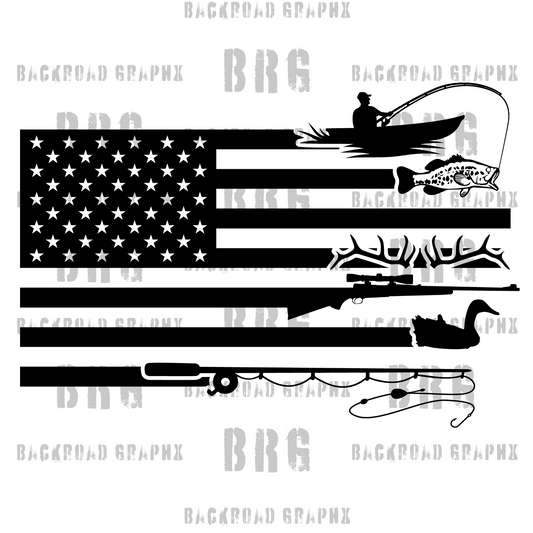 Hunter Flag Transfer Backroad Graphx Best DTF Transfers Near Me UVDTF Stickers decals embroidery swag heat transfers direct to film