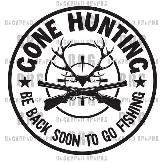 Gone Hunting Transfer Backroad Graphx Best DTF Transfers Near Me UVDTF Stickers decals embroidery swag heat transfers direct to film