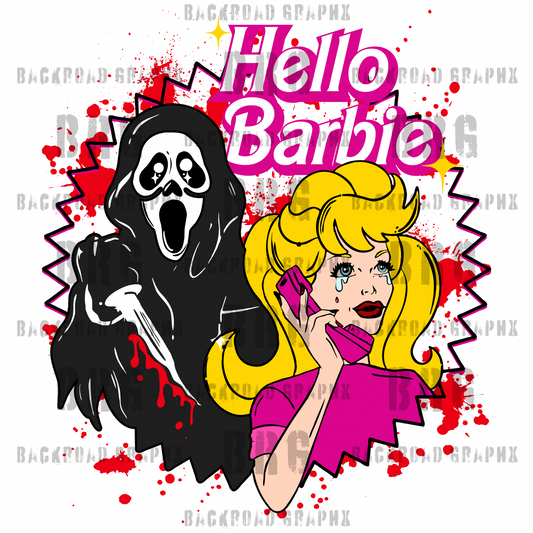 Barbie/ghostface Halloween Backroad Graphx Best DTF Transfers Near Me UVDTF Stickers decals embroidery swag heat transfers direct to film