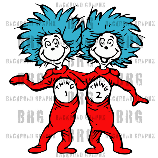 Thing 1 and Thing 2 Transfer Backroad Graphx Best DTF Transfers Near Me UVDTF Stickers decals embroidery swag heat transfers direct to film