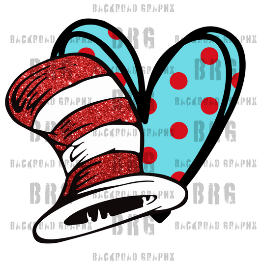 Cat in the Hat Heart Transfer Backroad Graphx Best DTF Transfers Near Me UVDTF Stickers decals embroidery swag heat transfers direct to film