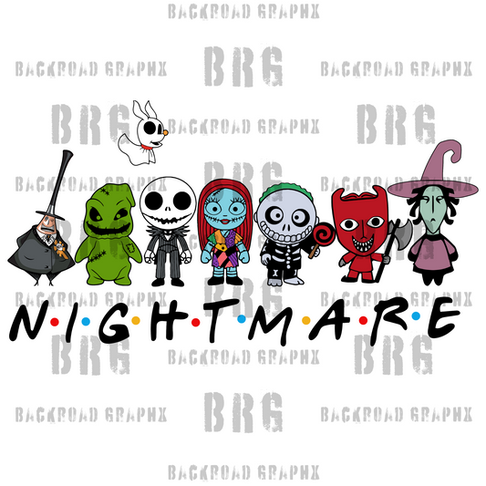 Nightmare Friends Transfer Backroad Graphx Best DTF Transfers Near Me UVDTF Stickers decals embroidery swag heat transfers direct to film