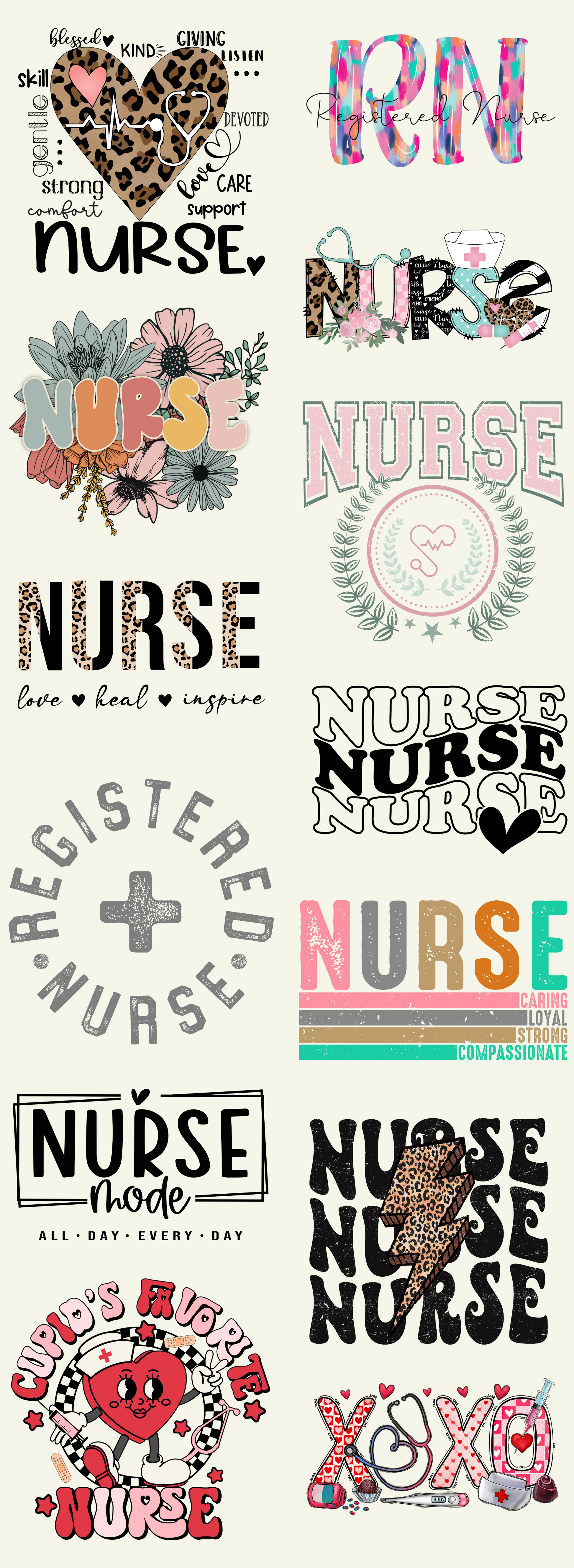 Nurse Pre-made Gangsheet Backroad Graphx Best DTF Transfers Near Me UVDTF Stickers decals embroidery swag heat transfers direct to film