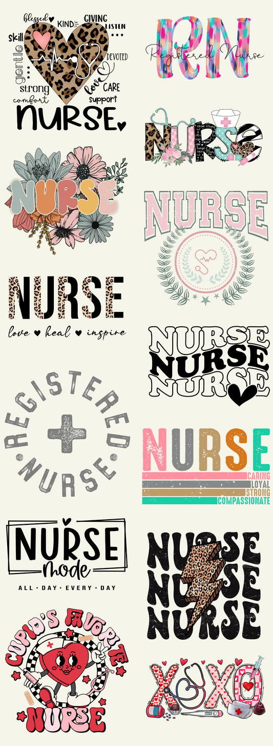 Nurse Pre-made Gangsheet Backroad Graphx Best DTF Transfers Near Me UVDTF Stickers decals embroidery swag heat transfers direct to film